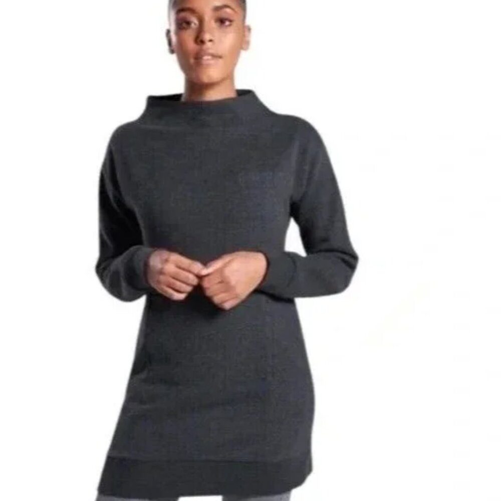 Gymshark Dark Grey Mock Neck Longline Sweatshirt Small Sporty Athleisure Casual